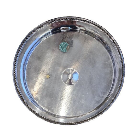 Wm Rogers Ornate Silverplate Chip Dip Serving Tray Bowl 15" Large Vintage - Picture 9 of 10